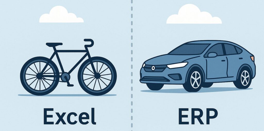 Comparación visual: Excel desorganizado vs ERP ordenado en Guatemala