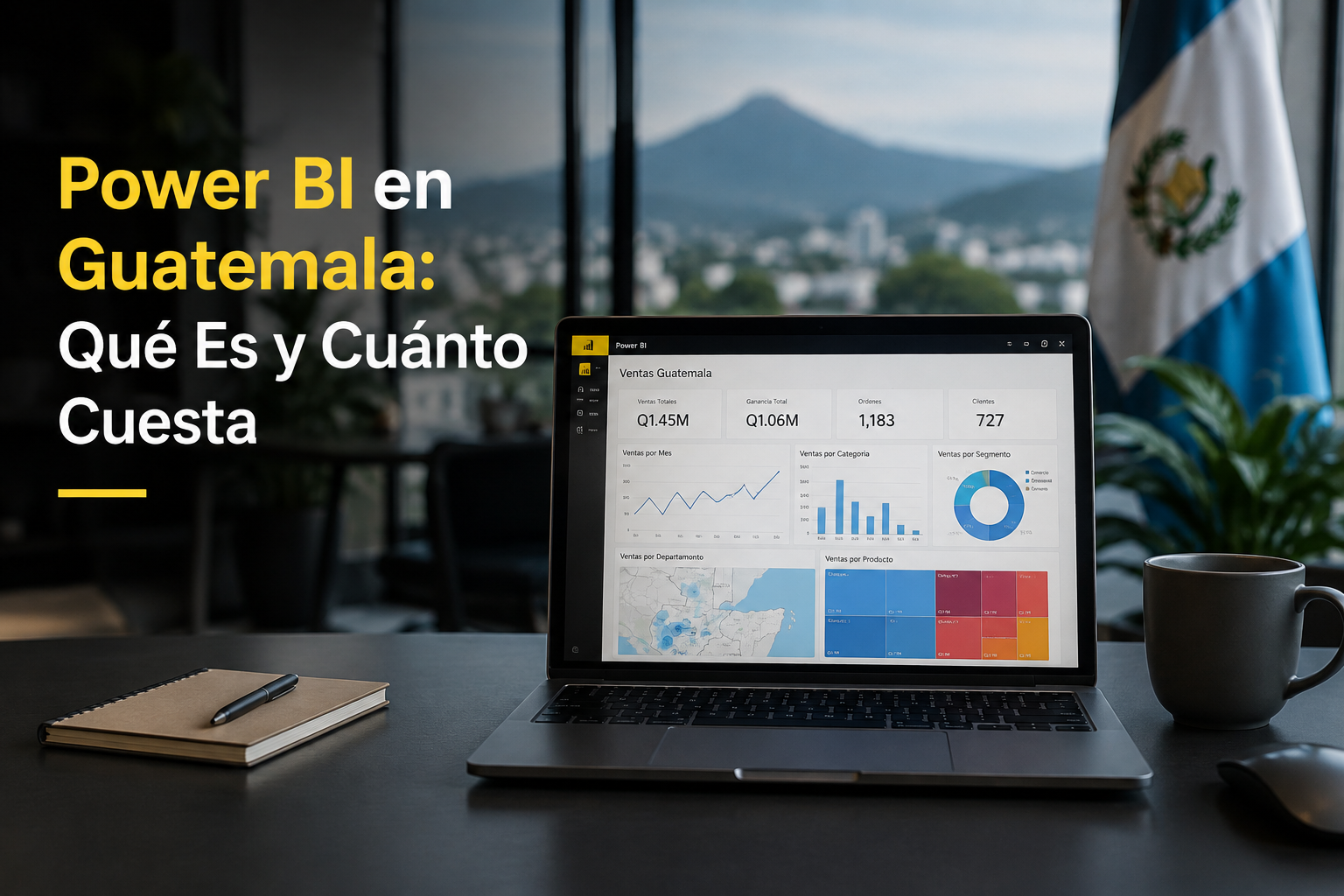 Dashboard de Power BI mostrando reportes en tiempo real para una empresa en Guatemala